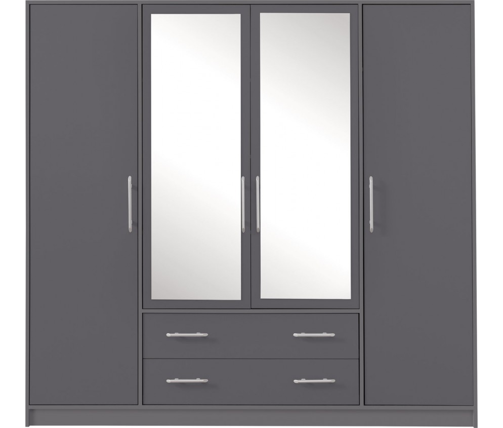 Szafa Simon 200 4D4SZ Antracyt z lustrem