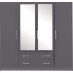 Szafa Simon 200 4D4SZ Antracyt z lustrem