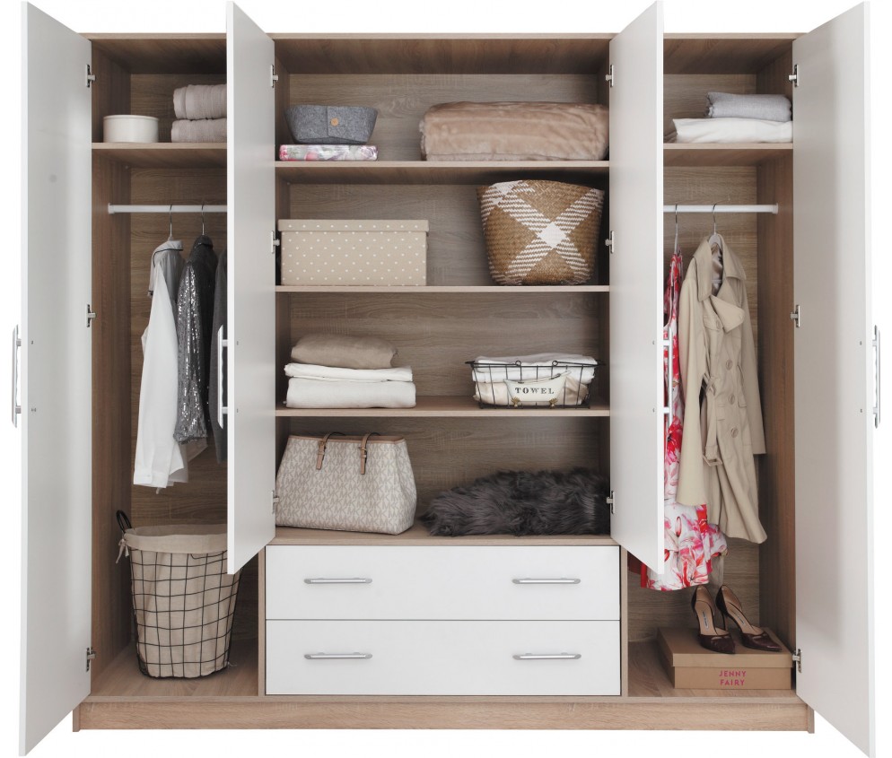 Szafa Simon 200 4D4SZ Dąb Sonoma/Biały Lux