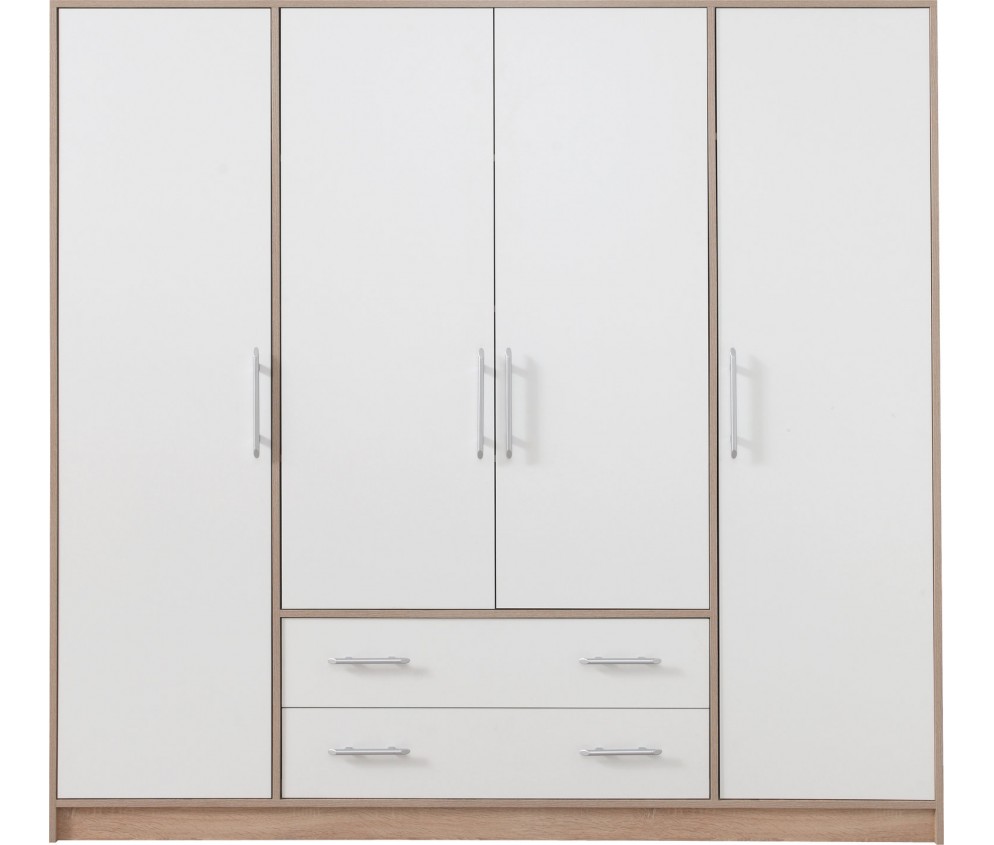 Szafa Simon 200 4D4SZ Dąb Sonoma/Biały Lux