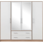 Szafa Simon 200 4D4SZ Dąb Sonoma/Biały Lux z lustrem