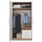 Szafa Simon 100 2D2SZ Dąb Sonoma/Biały Lux z lustrem