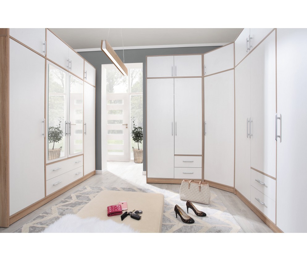 Szafa Simon 100 2D2SZ Dąb Sonoma/Biały Lux z lustrem