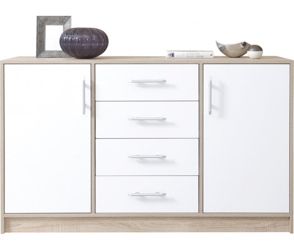 Komoda Simon 140 2D4SZ Dąb Sonoma/Biały Lux