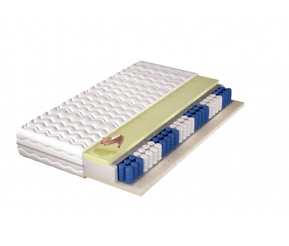 Materac Komo H3 średnio twardy, dwustronny, hypoalergiczny, 7 stref, pianka visco, latex, sprężyny kieszeniowe