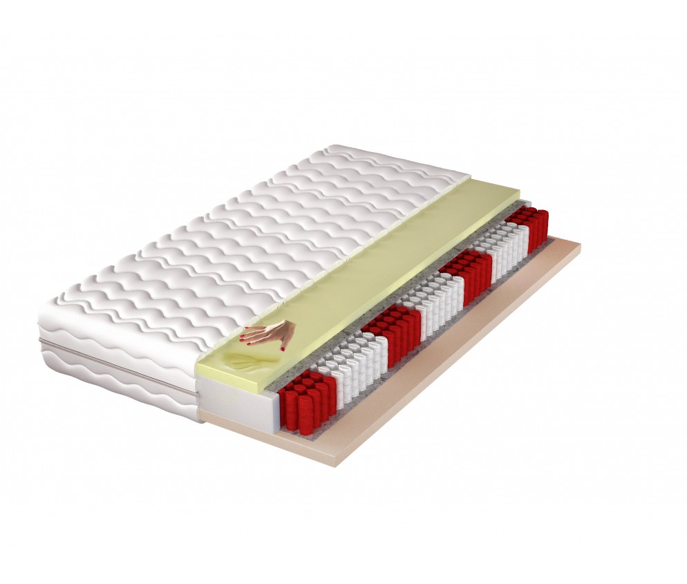 Materac Oliv H4 średnio twardy, dwustronny, 7 stref, sprężyny kieszeniowe, pianka visco