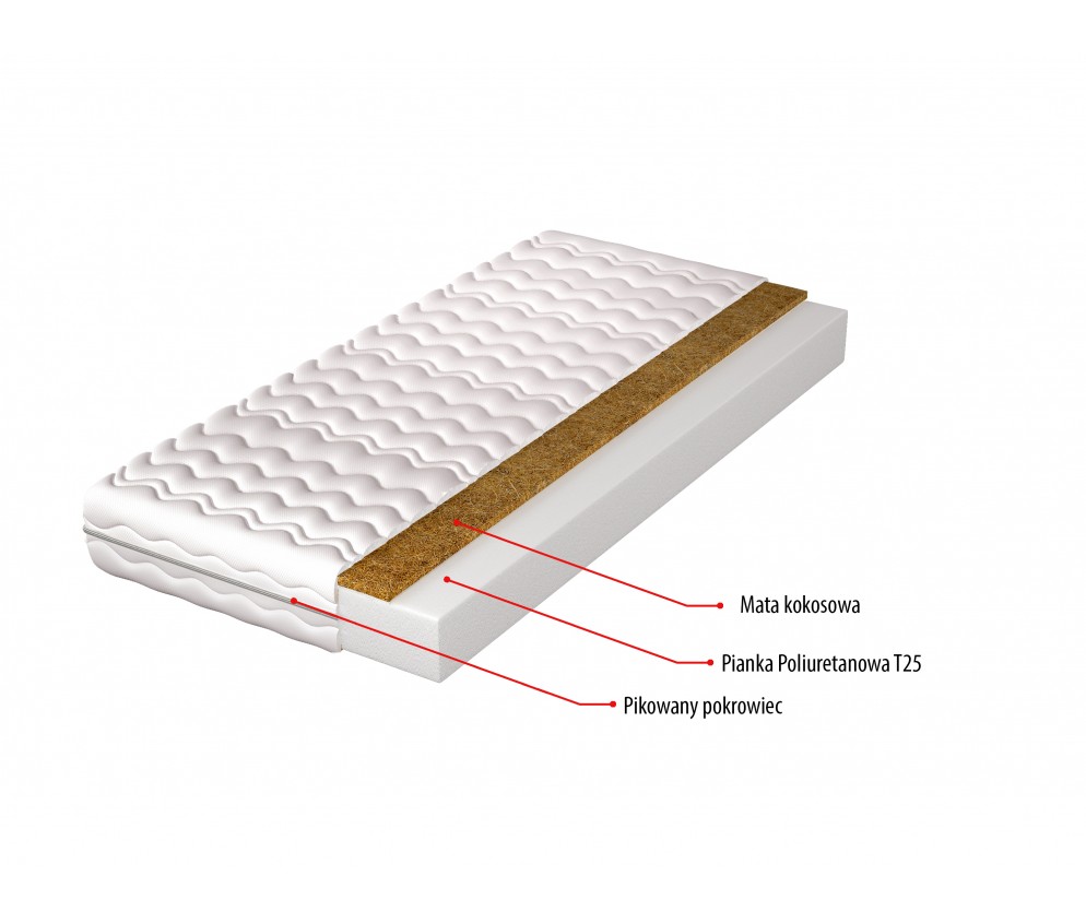 Materac Amelia15 H3/H5 średnio twardy/twardy, hypoalergiczny, kokos