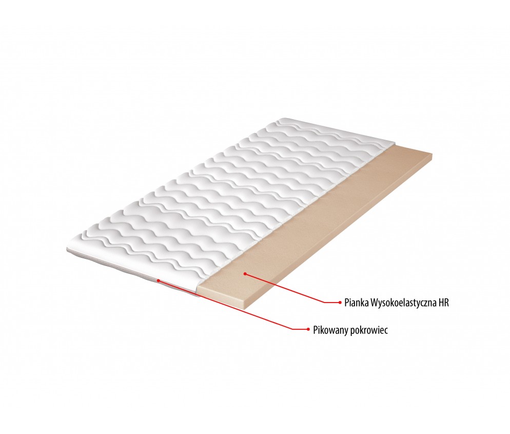 Materac nawierzchniowy Ksenia, pianka wysokoelastyczna, hypoalergiczny, H2