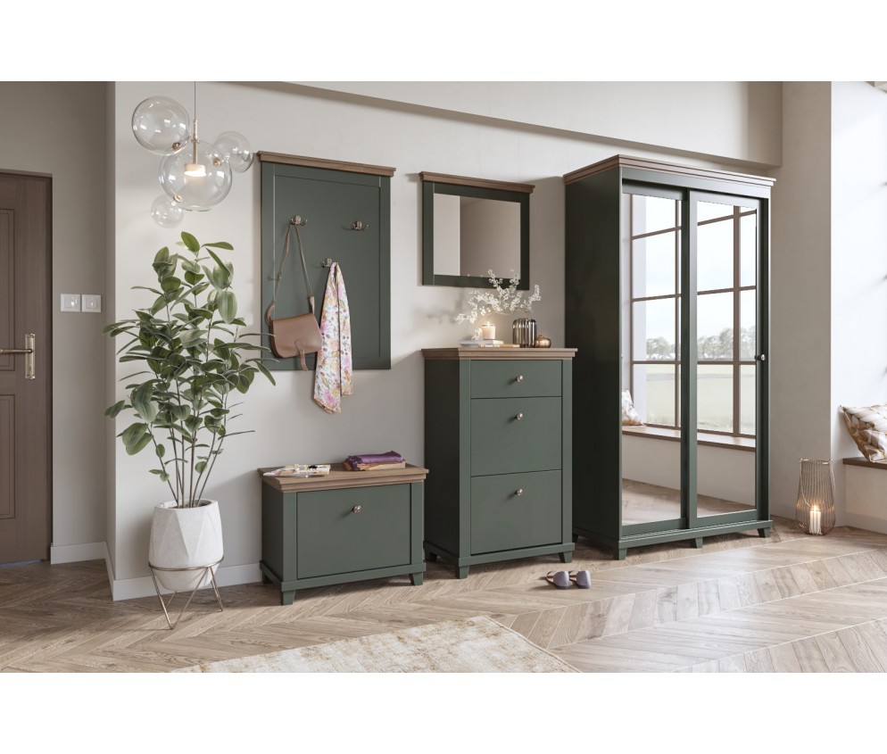 Lustro Evora Zielony/Dąb Lefaks 71x60