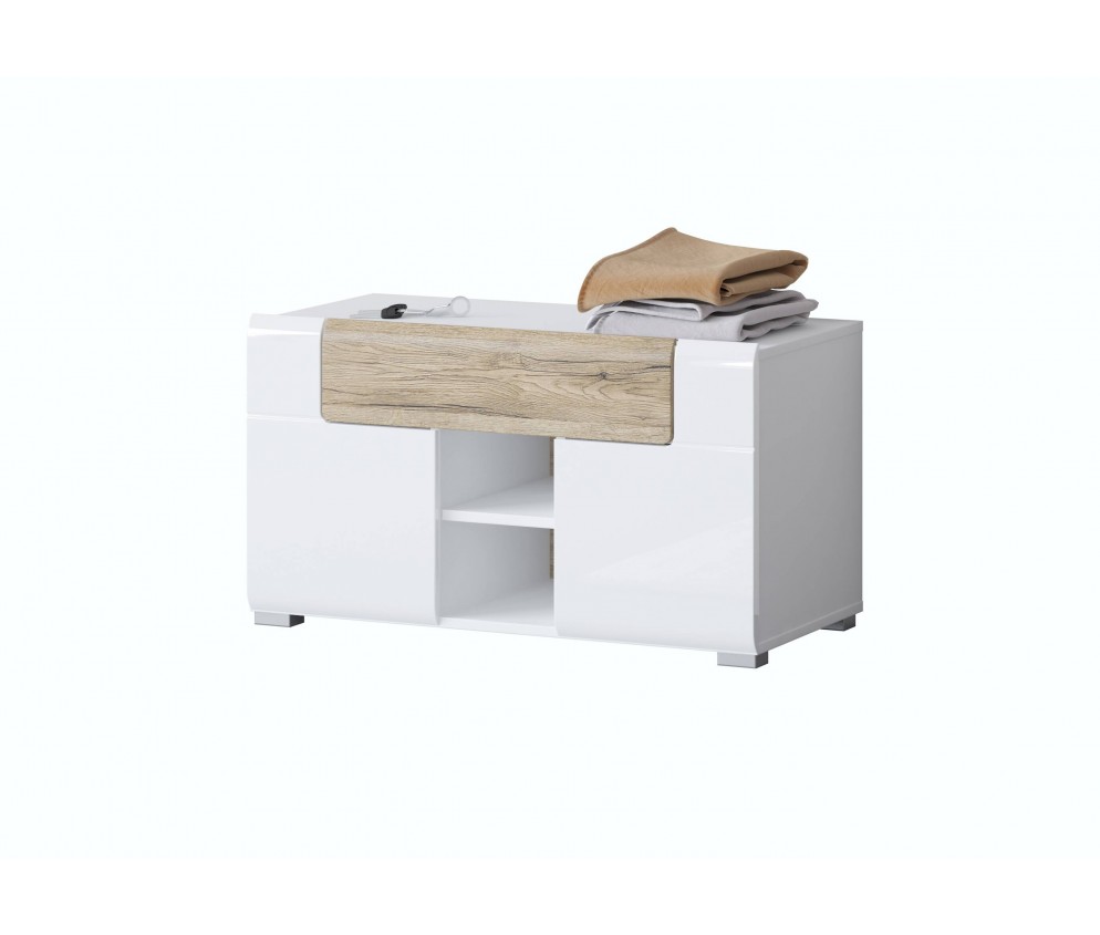 Komoda niska 2D1SZ Tamariso 83 Biały Połysk/San Remo