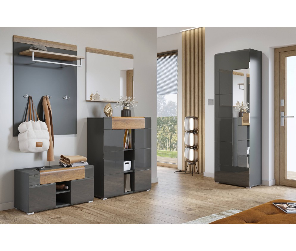 Lustro Tamariso 83x72 Antracyt Połysk/dąb Grandson