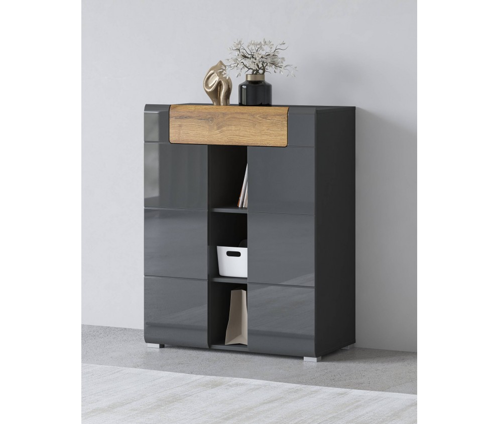 Komoda 2D1SZ Tamariso 83 Antracyt Połysk/dąb Grandson