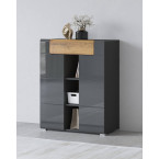 Komoda 2D1SZ Tamariso 83 Antracyt Połysk/dąb Grandson