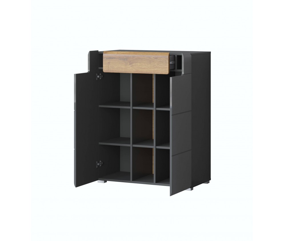 Komoda 2D1SZ Tamariso 83 Antracyt Połysk/dąb Grandson