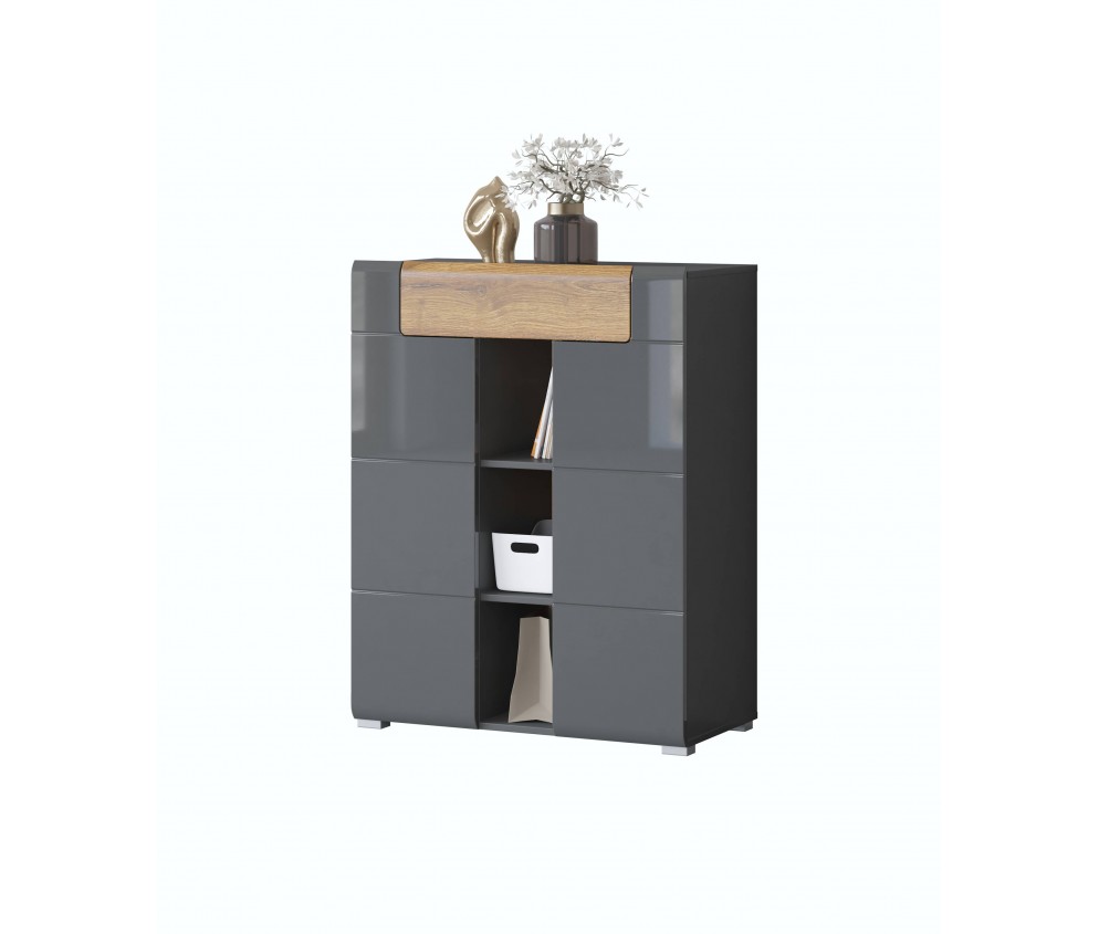 Komoda 2D1SZ Tamariso 83 Antracyt Połysk/dąb Grandson