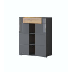 Komoda 2D1SZ Tamariso 83 Antracyt Połysk/dąb Grandson