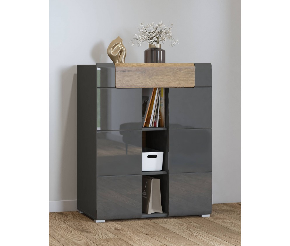 Komoda 2D1SZ Tamariso 83 Antracyt Połysk/dąb Grandson