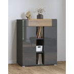 Komoda 2D1SZ Tamariso 83 Antracyt Połysk/dąb Grandson