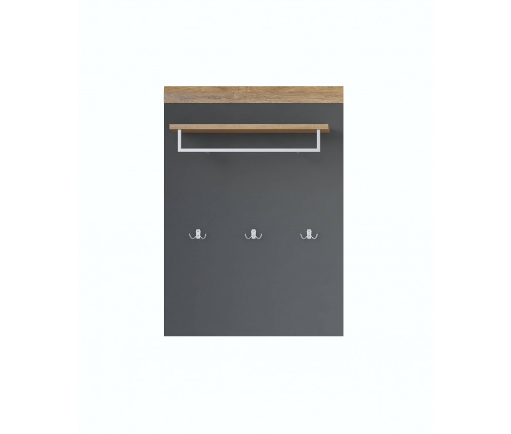 Panel z wieszakami Tamariso 83 Antracyt Połysk/dąb Grandson