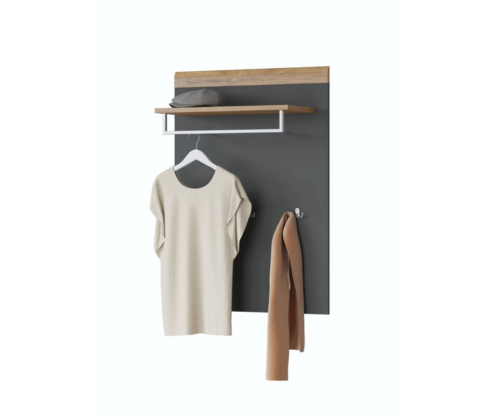 Panel z wieszakami Tamariso 83 Antracyt Połysk/dąb Grandson