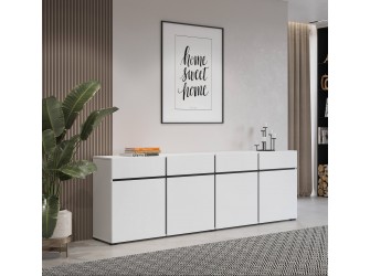 Komoda 4D4S Coma 225 biały/czarny