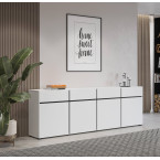 Komoda 4D4S Coma 225 biały/czarny