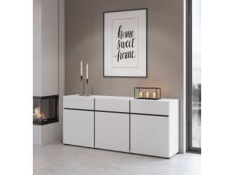 Komoda Coma 3D3S 180 biały/czarny