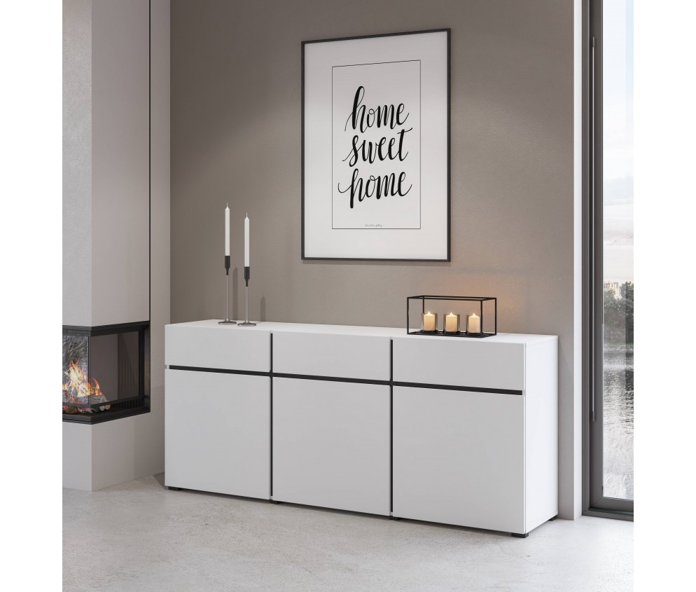 Komoda Coma 3D3S 180 biały/czarny