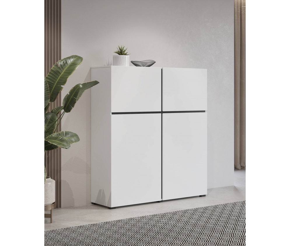 Komoda Coma 4D 119 biały/czarny