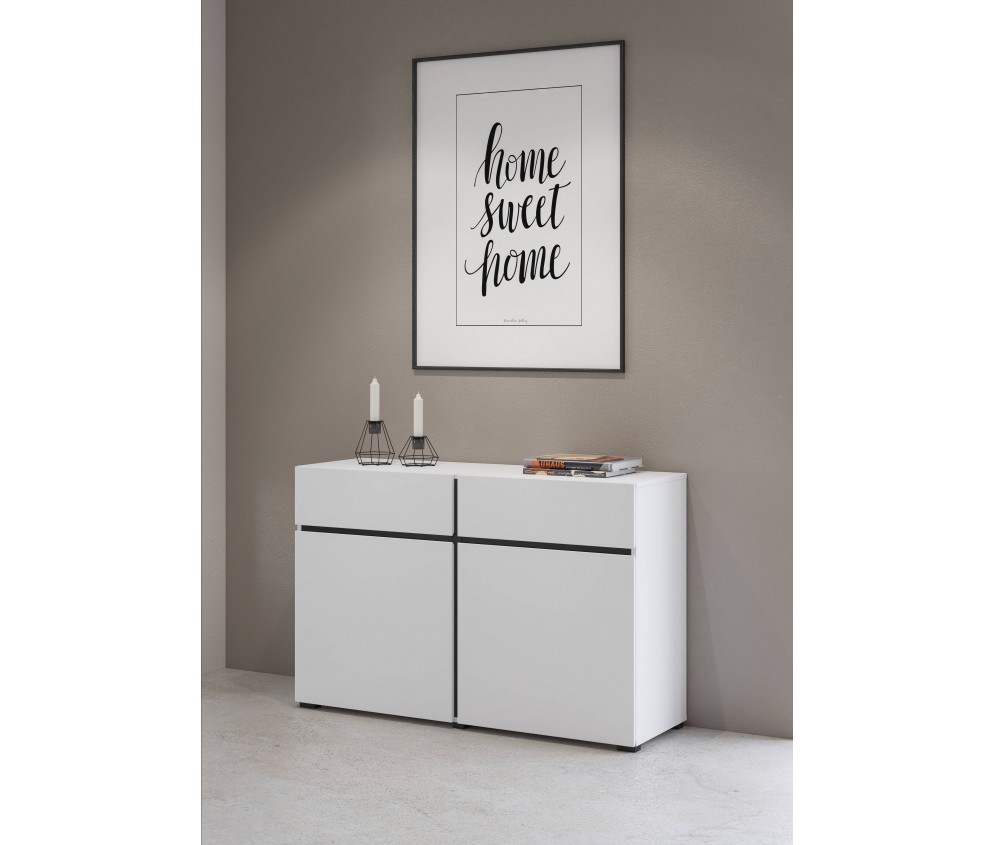 Komoda Coma 2D2S 119 biały/czarny