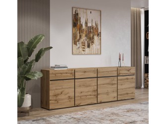 Komoda 4D4S Coma 225 dąb wotan/czarny