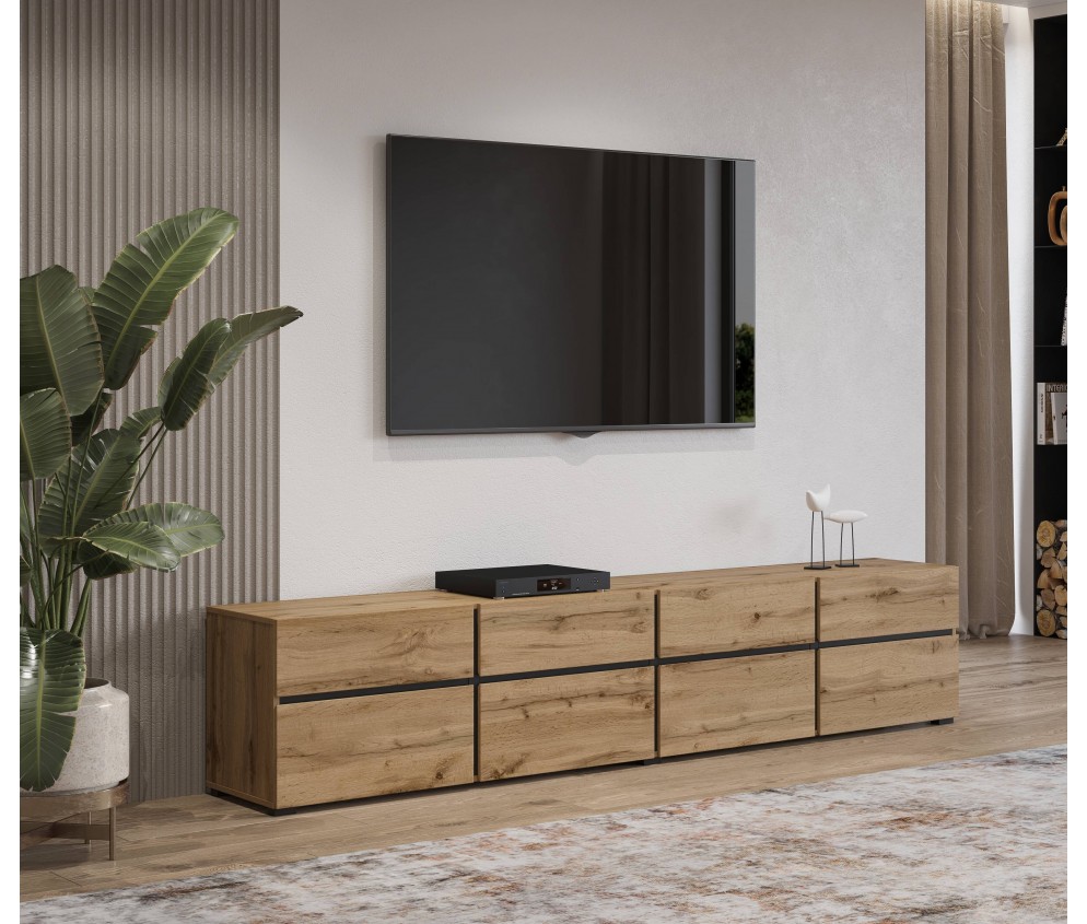 Szafka RTV Coma 225 dąb wotan/czarny