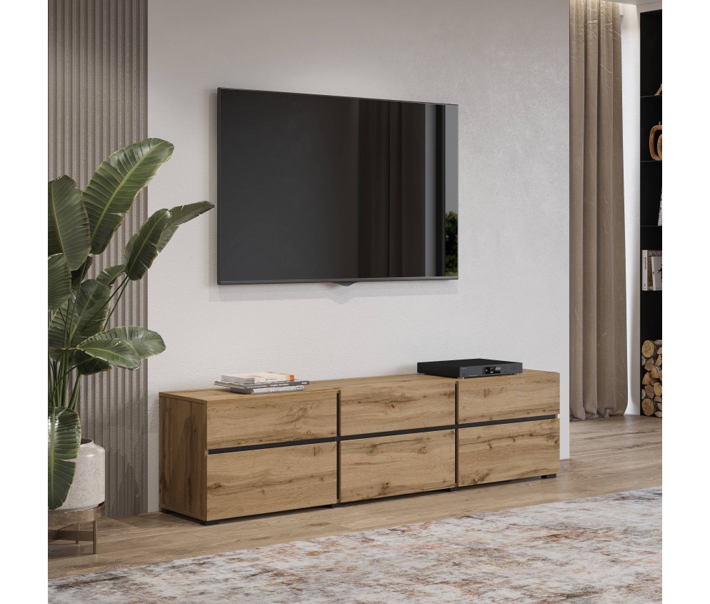 Szafka RTV Coma 180 dąb wotan/czarny