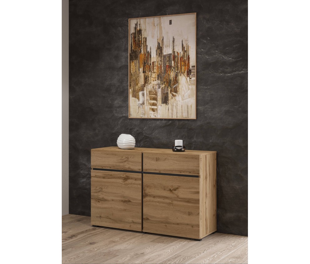 Komoda Coma 2D2S 119 dąb wotan/czarny