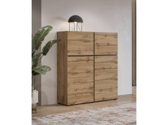 Komoda Coma 4D 119 dąb wotan/czarny