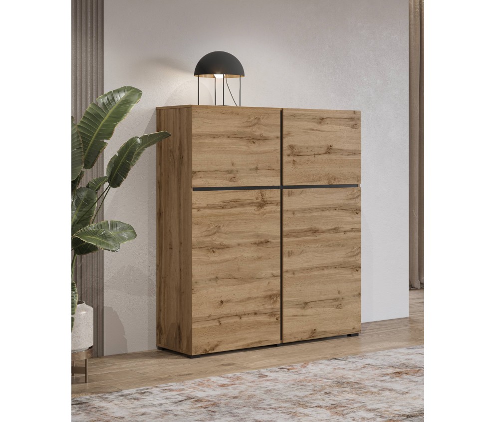 Komoda Coma 4D 119 dąb wotan/czarny