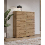 Komoda Coma 4D 119 dąb wotan/czarny