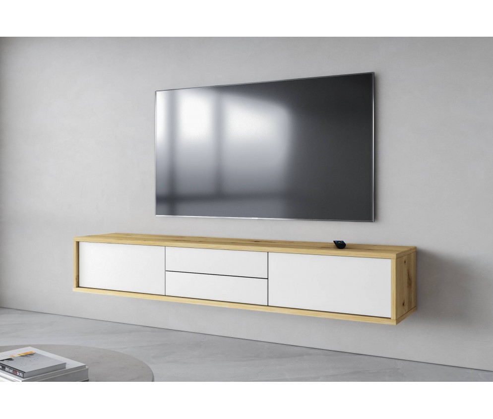 Szafka RTV Lolly 180 2D2SZ dąb aristan/biały