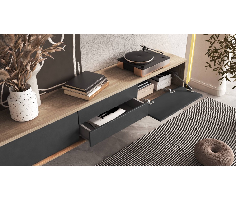 Szafka RTV Lolly 180 2D2SZ dąb olejowany/antracyt