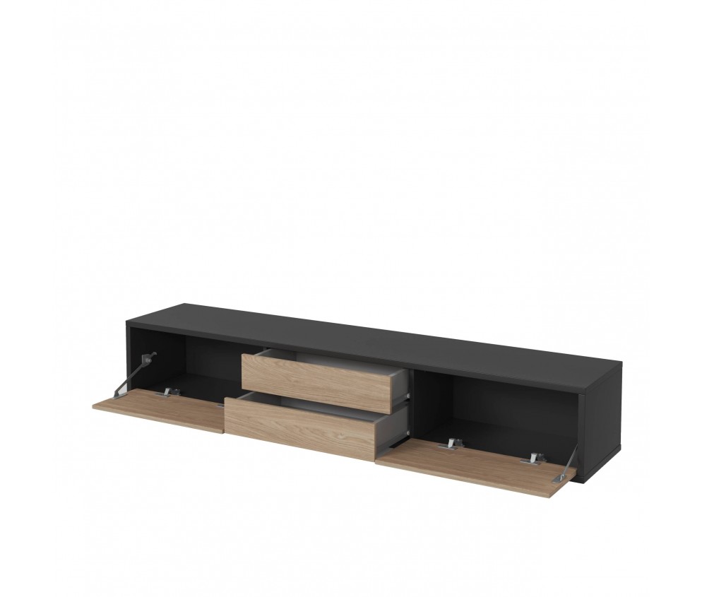 Szafka RTV Lolly 180 2D2SZ antracyt/dąb olejowany