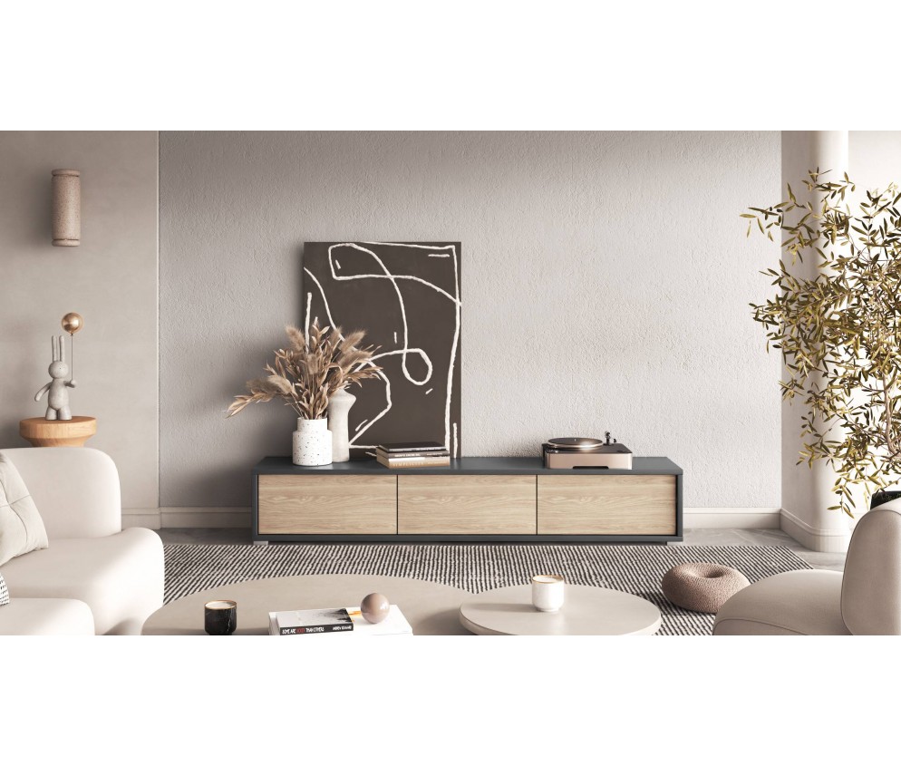 Szafka RTV Lolly 180 3D antracyt/dąb olejowany