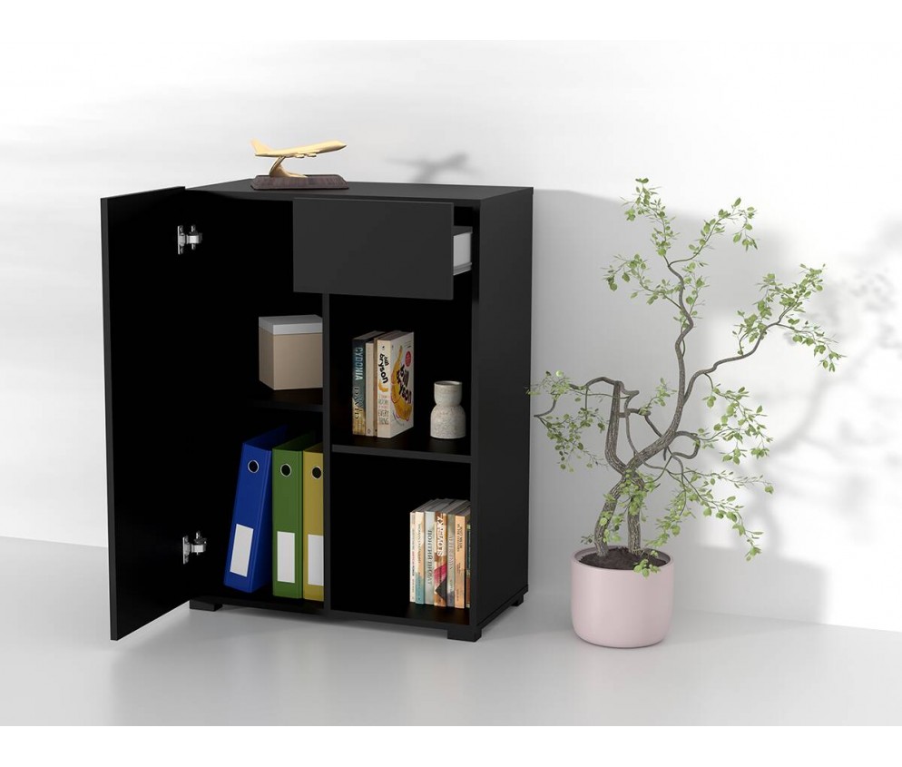 Regał do Biurka Anna 1D1S 65 Czarny Onyks