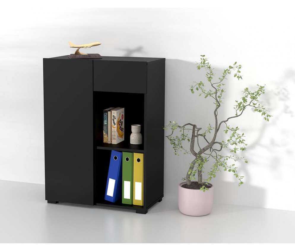 Regał do Biurka Anna 1D1S 65 Czarny Onyks