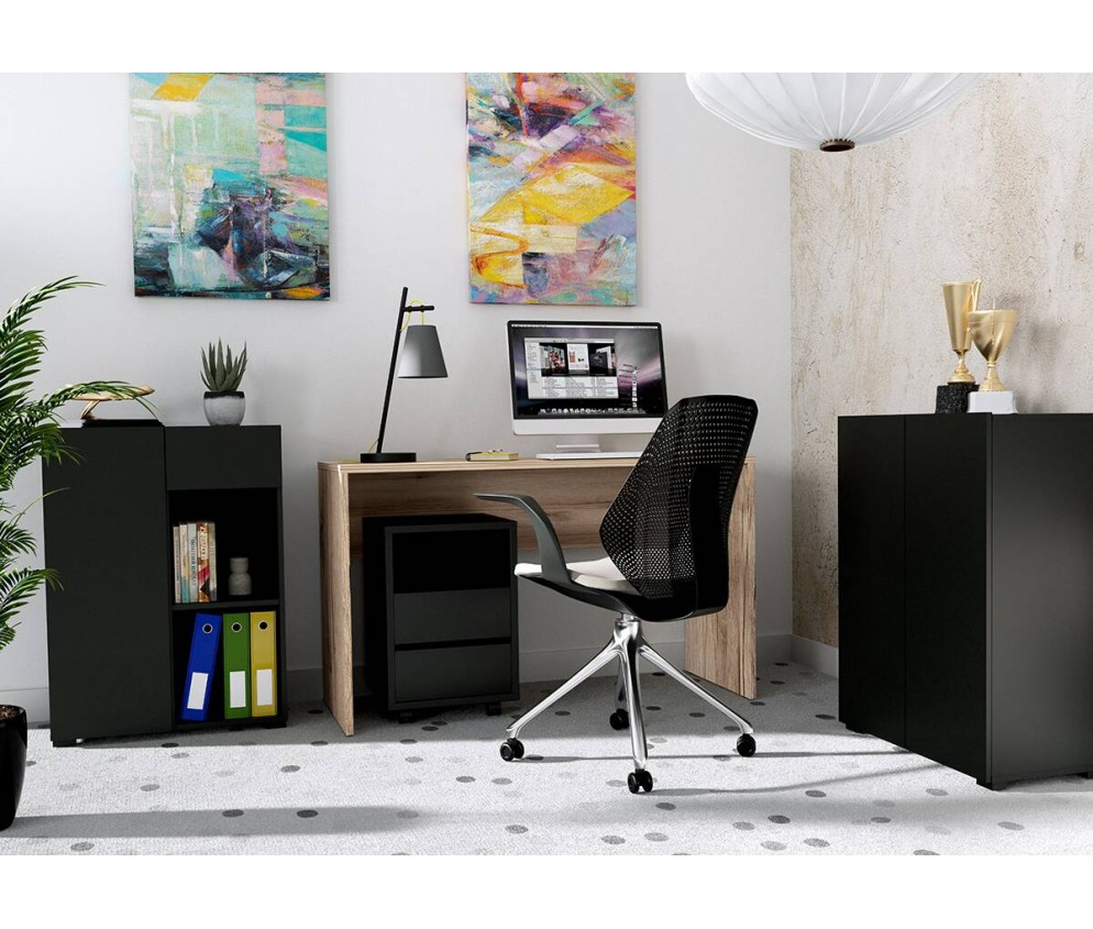 Regał do Biurka Anna 1D1S 90 Czarny Onyks