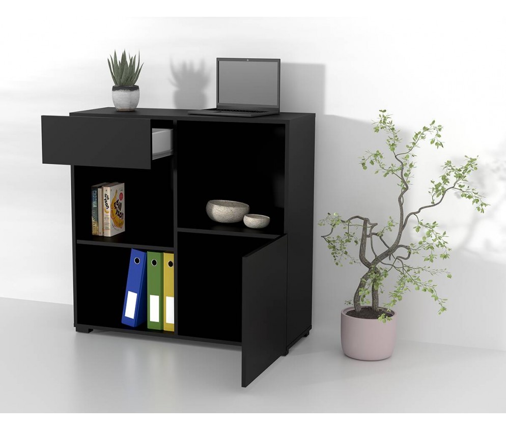 Regał do Biurka Anna 1D1S 90 Czarny Onyks