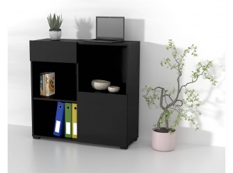 Regał do Biurka Anna 1D1S 90 Czarny Onyks