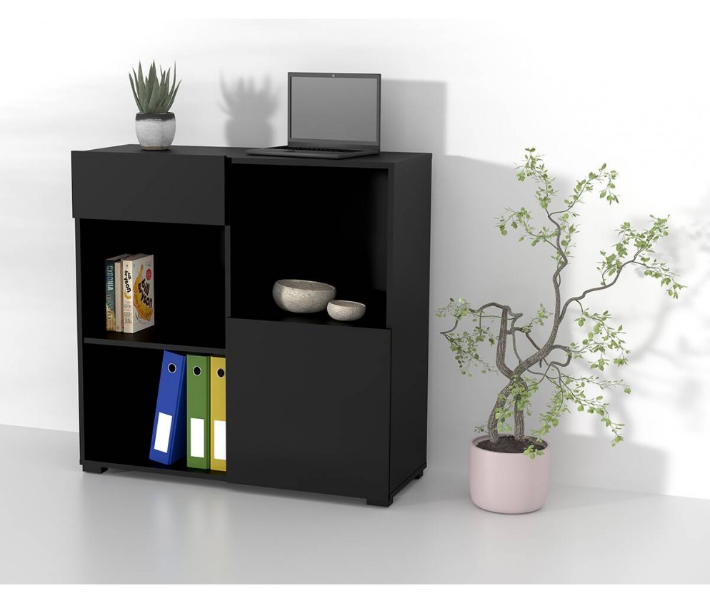 Regał do Biurka Anna 1D1S 90 Czarny Onyks