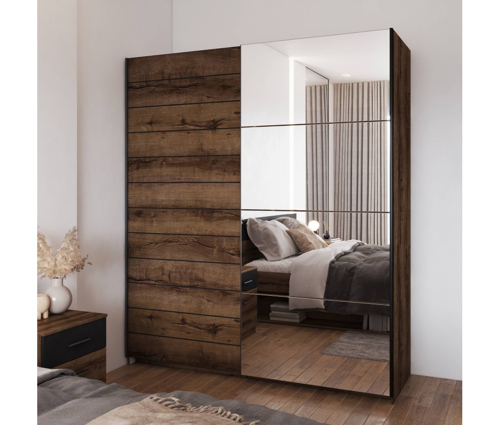 Szafa przesuwna Majka 180 Dąb Monastery z lustrem