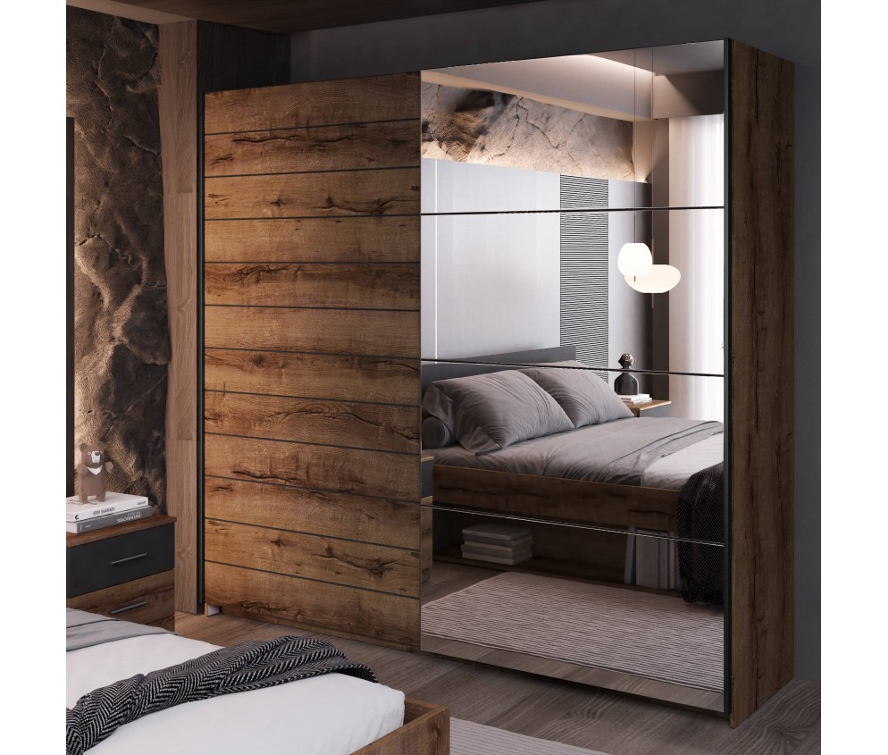 Szafa przesuwna Majka 221 Dąb Monastery z lustrem