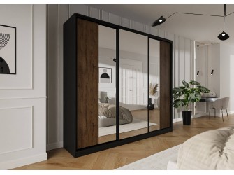 Szafa przesuwna Trend 5 250 Czarny mat + Dąb Lefkas